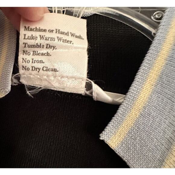 Misook Black Azure Blue Butter Yellow Trim Open Front Long Jacket M Quiet Luxury - Picture 10 of 16